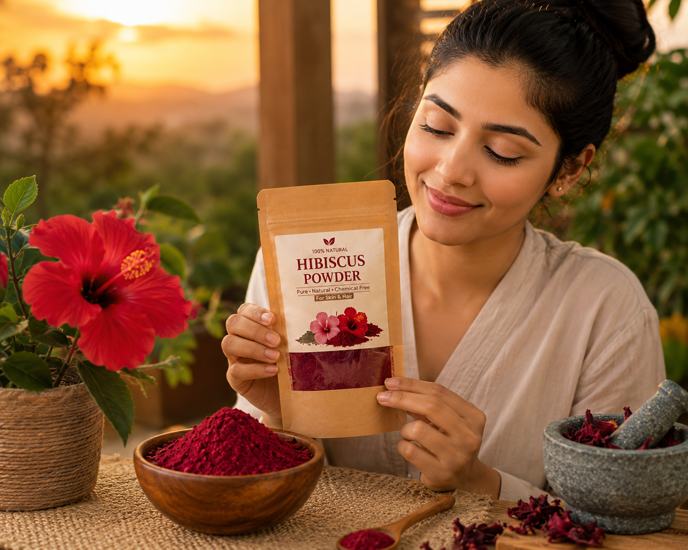 Zyka Beauty Premium Hibiscus Powder – 100% Pure & Natural for Hair & Skin 🌺(PACK OF 200 GRAM)
