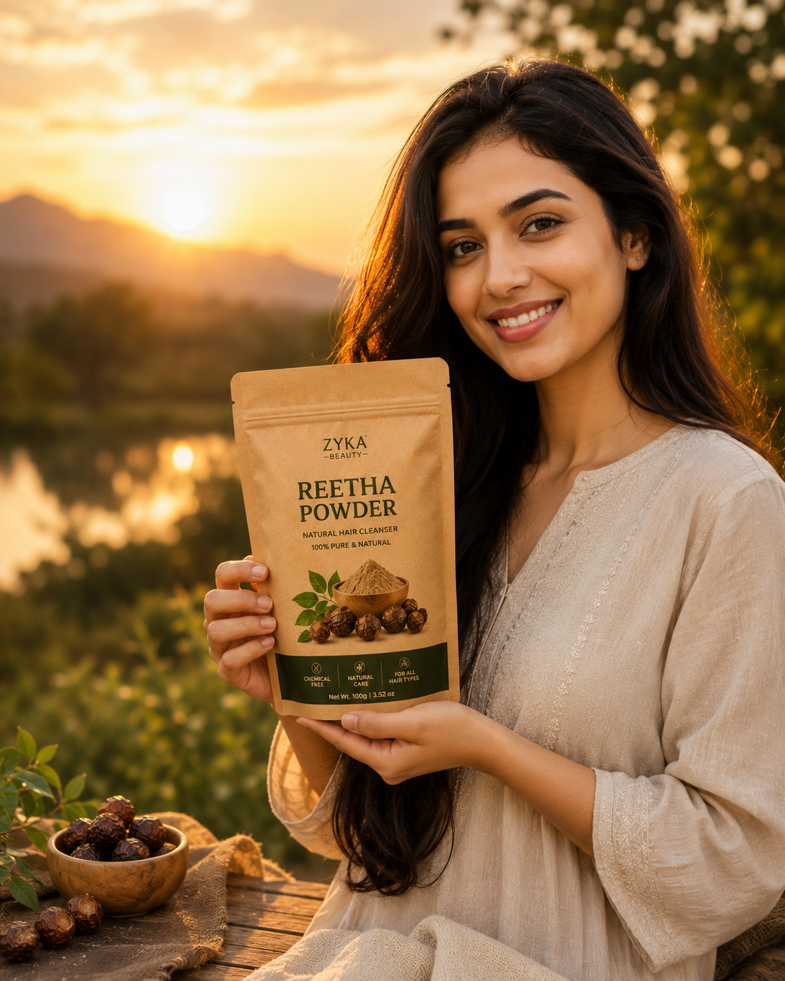 Zyka Beauty Premium Reetha Powder – 100% Pure & Natural Hair Cleanser (PACK OF 100 GRAM)