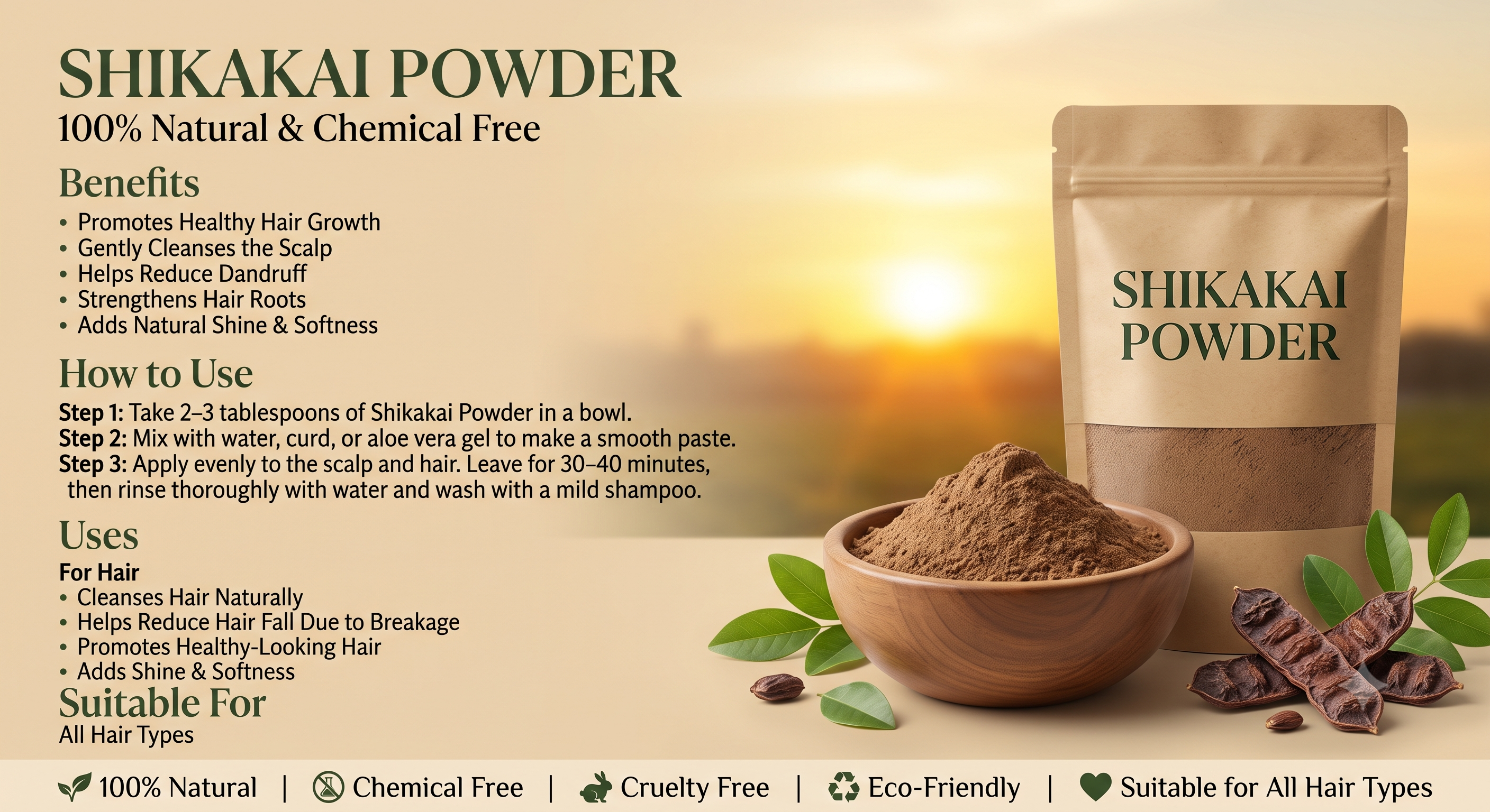 Zyka Beauty Premium Shikakai Powder – 100% Pure & Natural for Strong, Healthy Hair 🌿 (PACK OF 100 GRAM)
